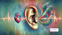 Illustration of a human ear with sound waves and a heartbeat symbol